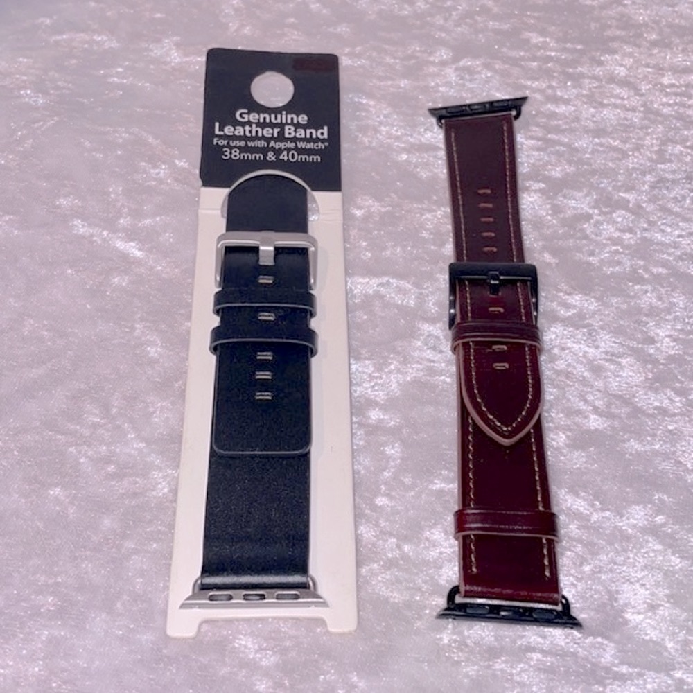 Genuine Leather Apple Watch Bands, 38mm- Set of 2